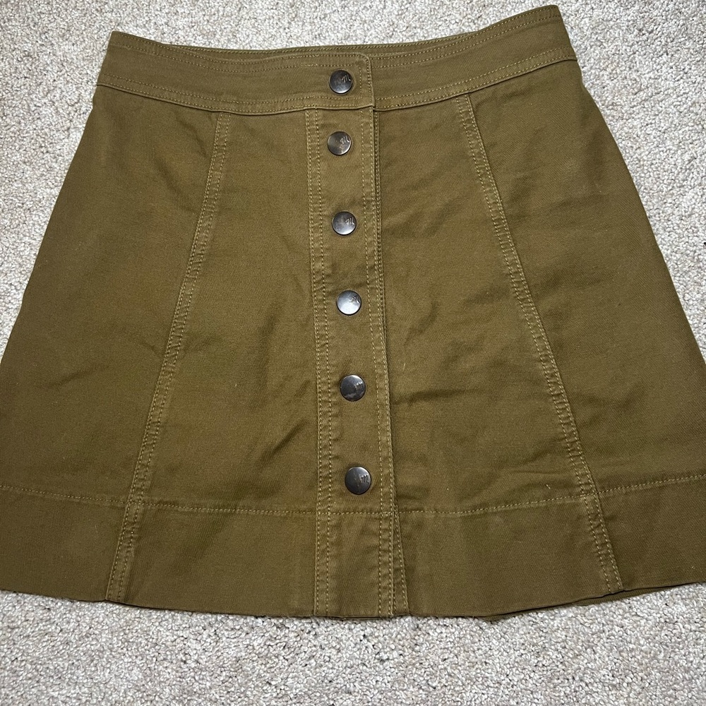 MADEWELL ARMY GREEN MINI DENIM SKIRT